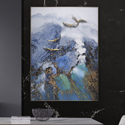 Azure Tide "Golden Wings" Fluid Canvas Art